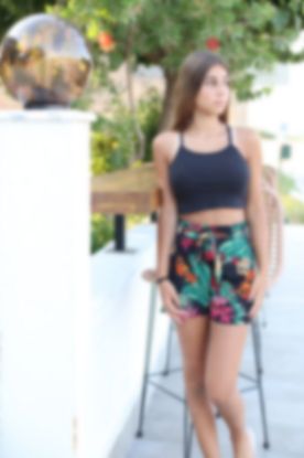 Picture of Eva - Photoset 003082305 - Black top and Floral shorts outfit